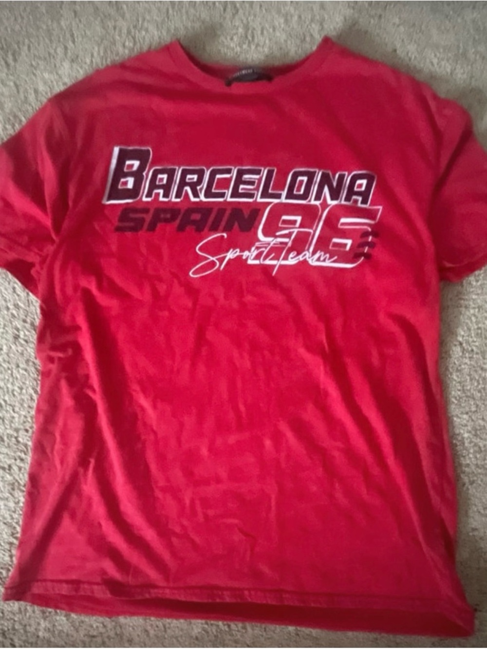 Charlotte Russe Red Barcelona Graphic Short Sleeve Tee